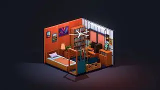 Isometric animated room made in Blender