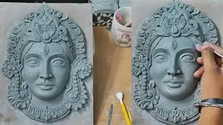 Making durga maa face in easy steps | by Vishesh Raj #durgamaa #durgaidol #navratri2022 #aadishakti