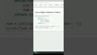 Digit sum a number in Python #pythonprogramming #python #coding #trending #shorts