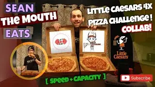 Little Caesars PIZZA Collab CHALLENGE | SeanTHEMOUTHEats w/ GoatFoodChallenges, LiftToEat | 4X PIZZA