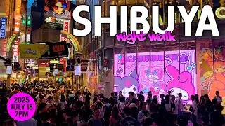 Summer Starts in Shibuya! My Melody & Kuromi at Scramble Crossing | 4K Night Walk 2025