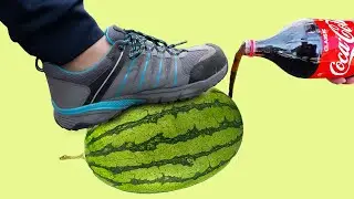 Shoes vs Waterlemon : Experiment today Coca cola vs Shoes👟