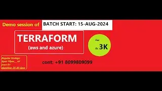 Terraform(AtoZ) | Scratch to Adva|| Batch start 15th Aug || cont: 8099809099 | Nagarjuna Vadlakonda