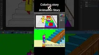 COLORING STORY VS ANIMATION STORY | Numberblocks 7 slide on the stairs 
