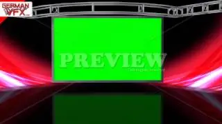 HD Virtual Studio Background with green screen Wall - royalty free