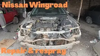 Nissan Wingroad front bumper & bonnet repair and respray.