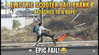 Electric Scooter attached to rope prank!