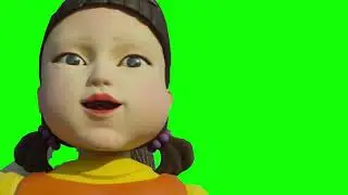 The Squid Game doll on green screen no copyright