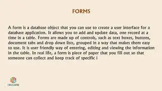 Queries, Forms and Reports in MS Access
