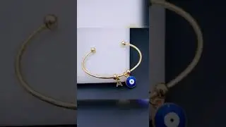 Copper Cubic Zirconia Gold Evil Eye Alphabet Initial Letter A Cuff Kada For Women