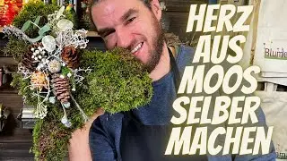 Herz aus Moos als Grabschmuck selber machen - Allerheiligen Deko Deko Idee