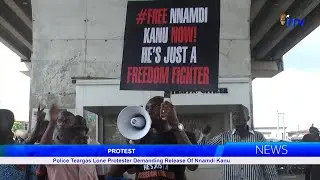 PROTEST: Police Teargas Lone Protester Demanding Release Of Nnamdi Kanu