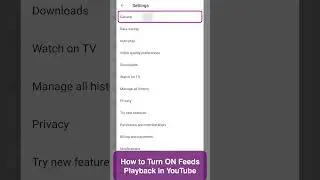 #Shorts | How to Turn ON Feeds playback with WIF only in YouTube |Play YouTube videos only with WIFI