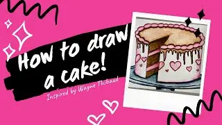 How to draw and color a Wayne Thiebaud inspired cake for kids