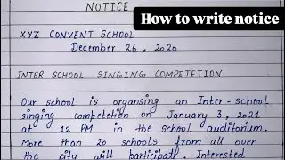 How to Write an Notice On Noticeboard |  Write an notice on singing competition