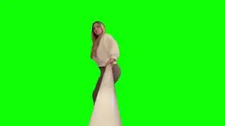 Girl farts in a tube green screen
