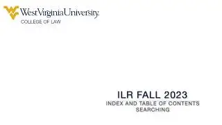 Intro to Legal Research 2023: Index and Table of Contents Searching