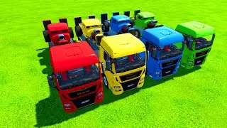 COLOR CRAZY HOT ROAD CARS TRANSPORTING WITH COLORFUL  TRUCKS Farming Simulator 22