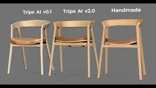 Сравнение нейронки Tripo AI v0.1, v2.0 и модели, сделанной мной.