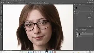 Replace glasses lens to edit out glass glare in Photoshop, lasso, move tool, layer mask