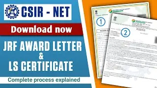 CSIR NET Certificate : Download Now | JRF Award Letter & LS Certificate |  Complete process