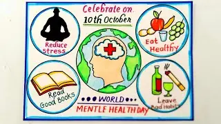 World Mental Health Day Drawing Easy//World Mental Health Day Poster//Mental Health Tips Drawing