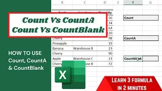 How to use CountA function, Count Formula & Countblank Function in excel | Excel for beginners