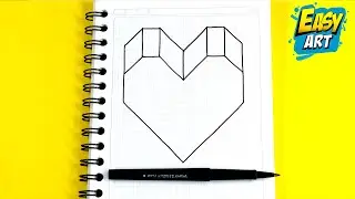 🟥 3D Drawings ❤ How to Draw a 3D HEART in a Grid - Easy Art