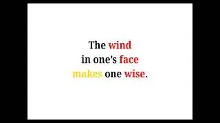 Cool Phrases - The wind in one's face makes one wise.