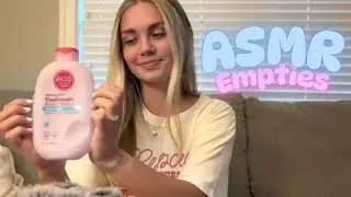 ASMR tapping & scratching on empties (rain sounds & whisper rambling)