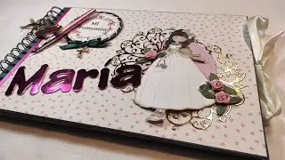 Libro de firmas de comunión personalizado Niña. Álbum comunión scrapbook.