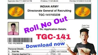 Indian Army TGC-141 Finally Roll no Out Download now, Roll No Out download,
