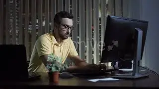 Man Working in Office at Night | Stock Footage - Envato elements