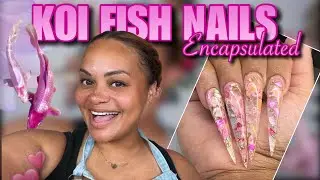 PINK KOI FISH XL Stiletto Nails 😱  | HARD BUILDER GEL NAILS