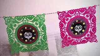 Guirnalda de Coco en papel picado para el día de muertos imprimible.