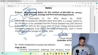 JKSSB Forester/Wildlife Guard PET Postponed || JKP Constable Total Form Applied ?? Fresh Update
