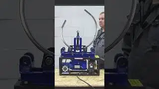 Гнем маленькое кольцо из профиля 20х20 на трубогибе с электроприводом и доп опорами