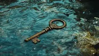 key floating in water surface abstract cg motion background concept loop