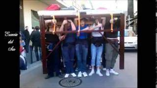 Segundo ensayo de la cuadrilla del paso de palio de Fe y Caridad (Almería, 2015)