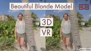 Beautiful Blonde Model Posing in Virtual Reality 3D Stereoscopic Video VR