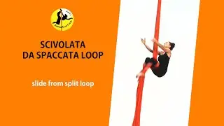 Tessuto aereo scivolata da spaccata loop- Aerial silk, slide drop from split loop