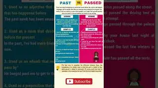 Learn English Vocabulary - Past vs Passed #english #englishvocabulary #vocabulary