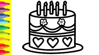 How to draw a cake for kids &Bolalar uchun tug'ilgan kun uchun yoqimli tort torting