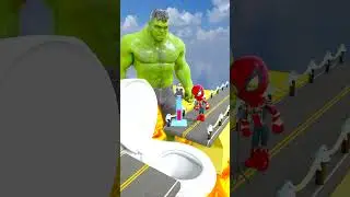 GTA V NEW Toilet Pass Challenge! Help RED Spidey Pass Giant Hulk VS BLACK Spidey 