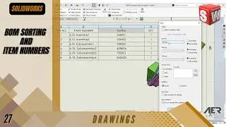 BOM Sorting And Item Numbers | Solidworks Tutorial | Drawing| Stage #27 Eng - AER Int.