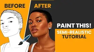 HOW TO PAINT A SEMI REALISTIC PORTRAIT | Digital Painting tutorial|Sketchbook pro