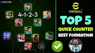Top 5 Quick Counter Best Formations In eFootball 2024 Mobile | 4123 formation efootball 2024