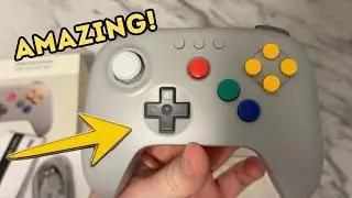 8BitDo 64 Bluetooth Controller for Analogue 3D, Switch, Switch 2, Windows, and Android (Grey)