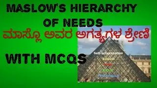 Maslow's Hierarchy of Needs ಮಾಸ್ಲೊ ರವರ ಅಗತ್ಯಗಳ ಶ್ರೇಣಿ in Kannada and English with MCQs