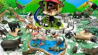 Diorama for Animals | Tree House with Gorilla Horse Tiger Lion Cow Camel